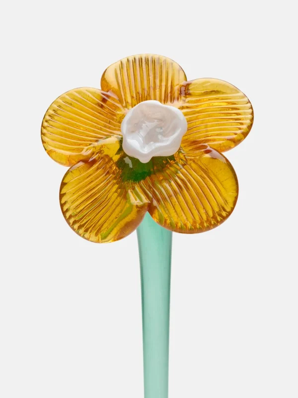 Best HOFF MOUTHBLOWN CRYSTAL FLOWER MUSTARD