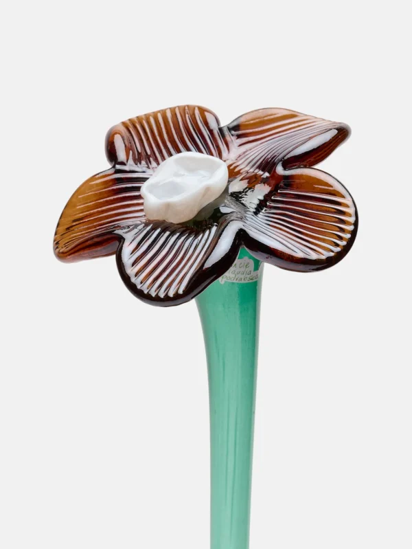Hot HOFF MOUTHBLOWN CRYSTAL FLOWER BROWN