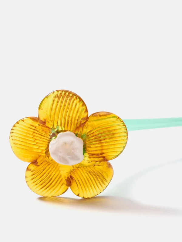 Best HOFF MOUTHBLOWN CRYSTAL FLOWER MUSTARD