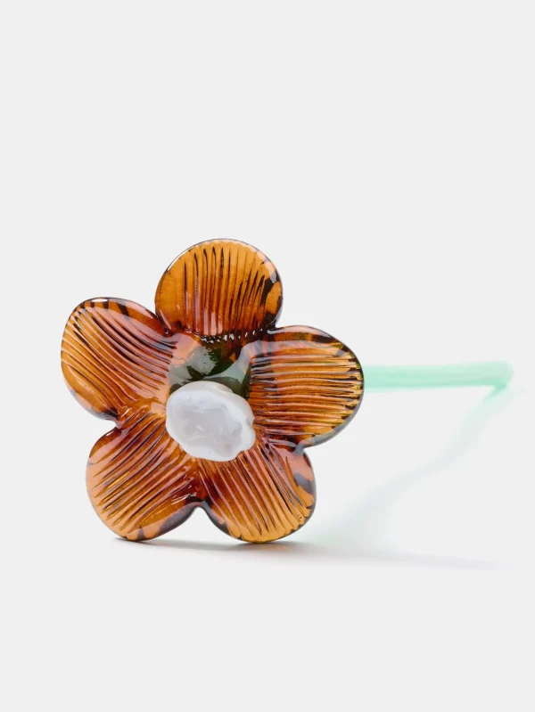 Hot HOFF MOUTHBLOWN CRYSTAL FLOWER BROWN